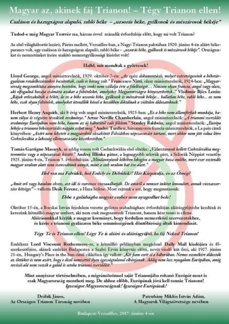 Magyar az, akinek fáj Trianon! – Tégy Trianon ellen!