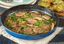 Portobello gombás sertésszűzérmék cukkinitócsnival