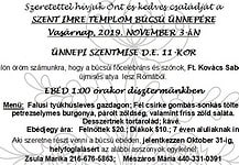 November 3-án, vasárnap rendezik meg a hagyományos Szent Imre napi búcsút a Szent Imre katolikus templomban.