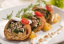 Rántott palacsinta rakott kellel töltve