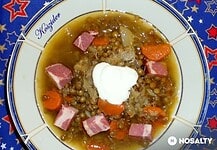 Korhely lencseleves füstölt hússal