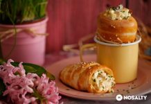 Kalácstölcsér sonkás tojássalátával