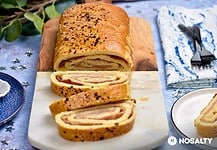 Érlelt sonkás-sajtos bejgli