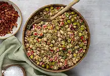 Szilveszteri majonézes lencsesaláta