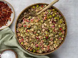 Szilveszteri majonézes lencsesaláta