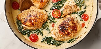 Spenótos serpenyős csirke